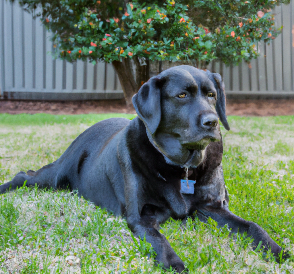 Charcoal Lab dog on grass