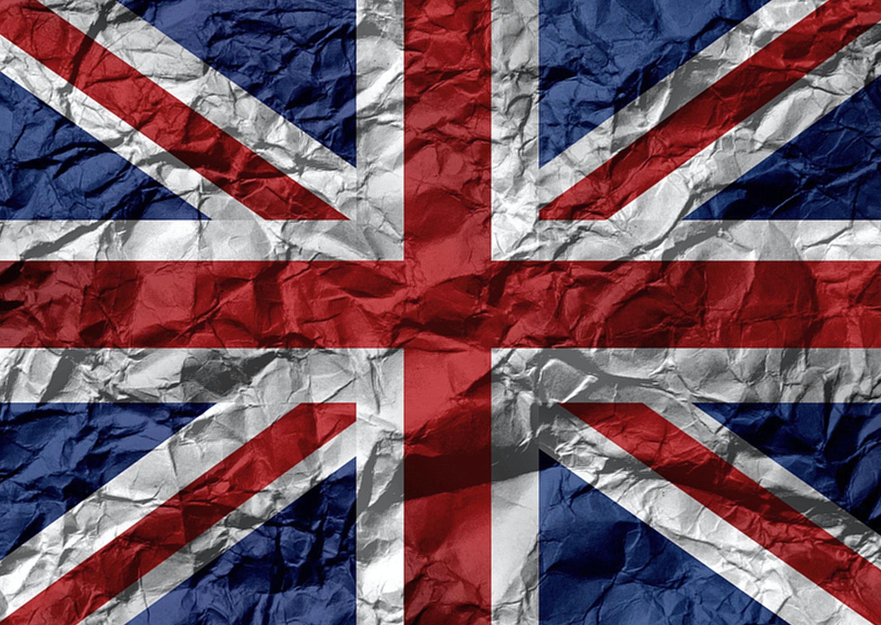 UK flag on creased paper
